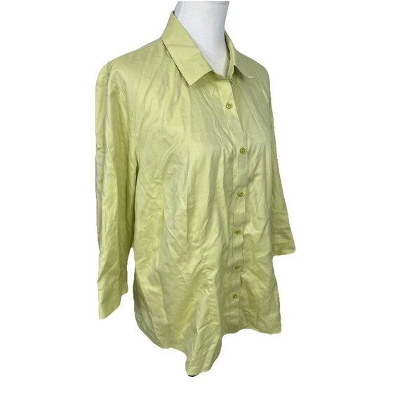 Coldwater Creek Blouse Women Plus Size 2X Button Up Shirt Green No Iron Cotton - Picture 4 of 10